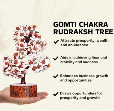 Gomti Chakra and Rudraksha Floral Design Stone Tree – A Symbol of Prosperity and Spiritual Harmony