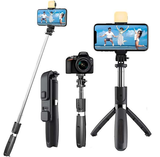 Extendable Flash 3-in-1 Selfie Stick Tripod with Bluetooth Remote – Capture Every Moment with Ease