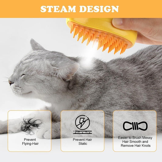 New 3-in-1 Steamy Pet Cat Brush Cleanser Vapor – Ultimate Grooming and Cleaning Solution for Your Pet